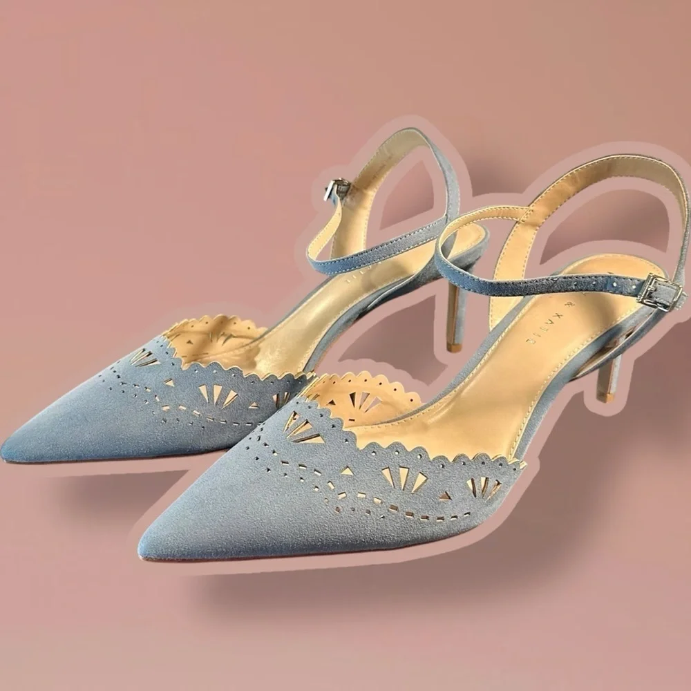 NWOT Kelly & Katie ‘Zabell’ Geometric Cutout Ankle Strap Pumps in Blue Size 11